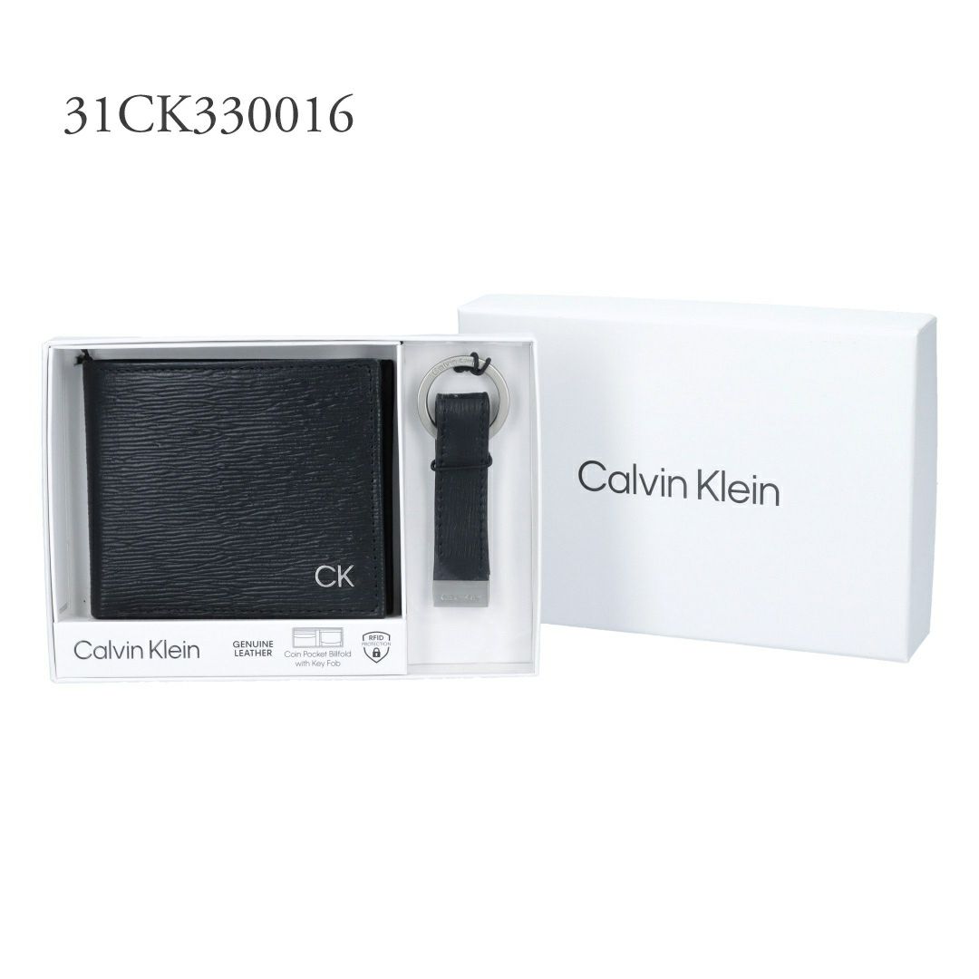 カルバンクライン CALVIN KLEIN メンズ 折財布 二つ折り財布 キーリング ギフトセット BILLFOLD WITH COIN POCKET (KEY FOB GIFT SET) 31CK330014 31CK330016 BLACK