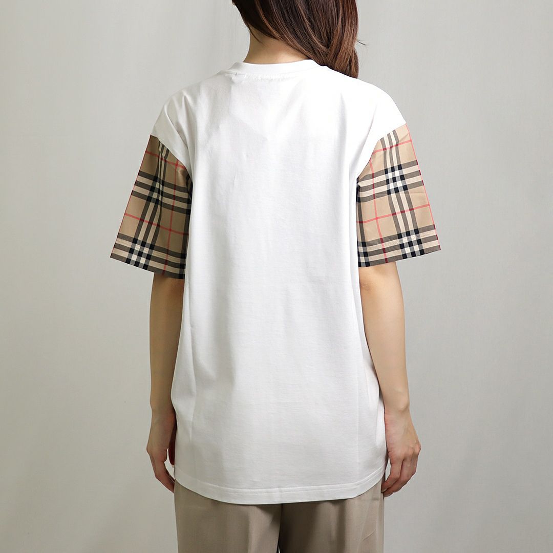バーバリー BURBERRY レディース 半袖Tシャツ CARRICK CHK SLV 8042716 A1464 WHITE ホワイト