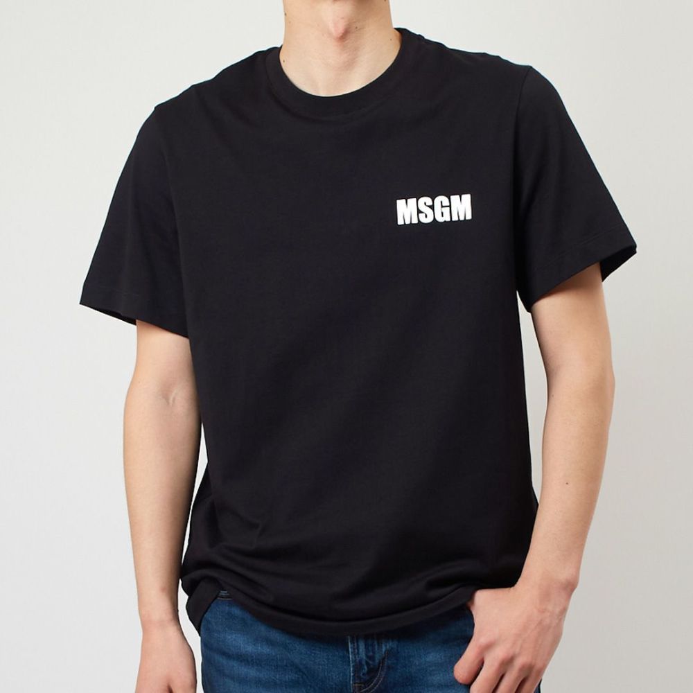 エムエスジーエム MSGM メンズ半袖Tシャツ 胸ロゴ 3640MM130 247002 99 BLACK