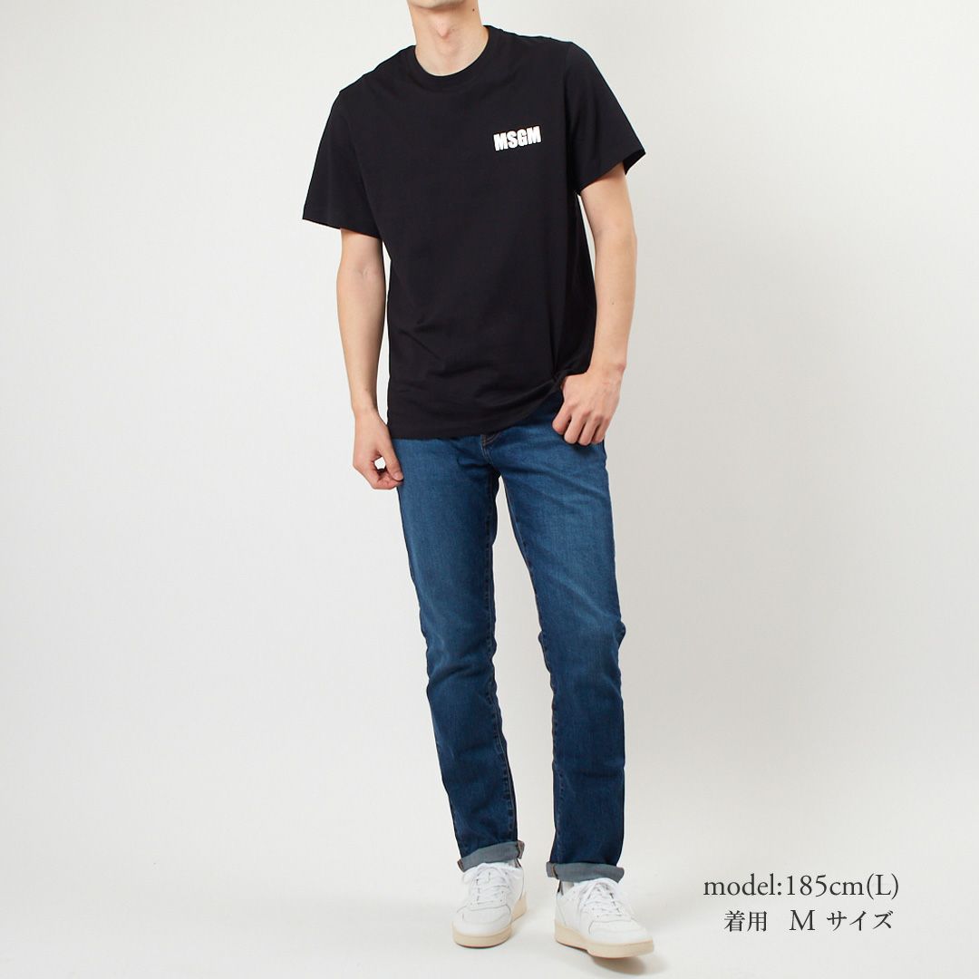 エムエスジーエム MSGM メンズ半袖Tシャツ 胸ロゴ 3640MM130 247002 99 BLACK