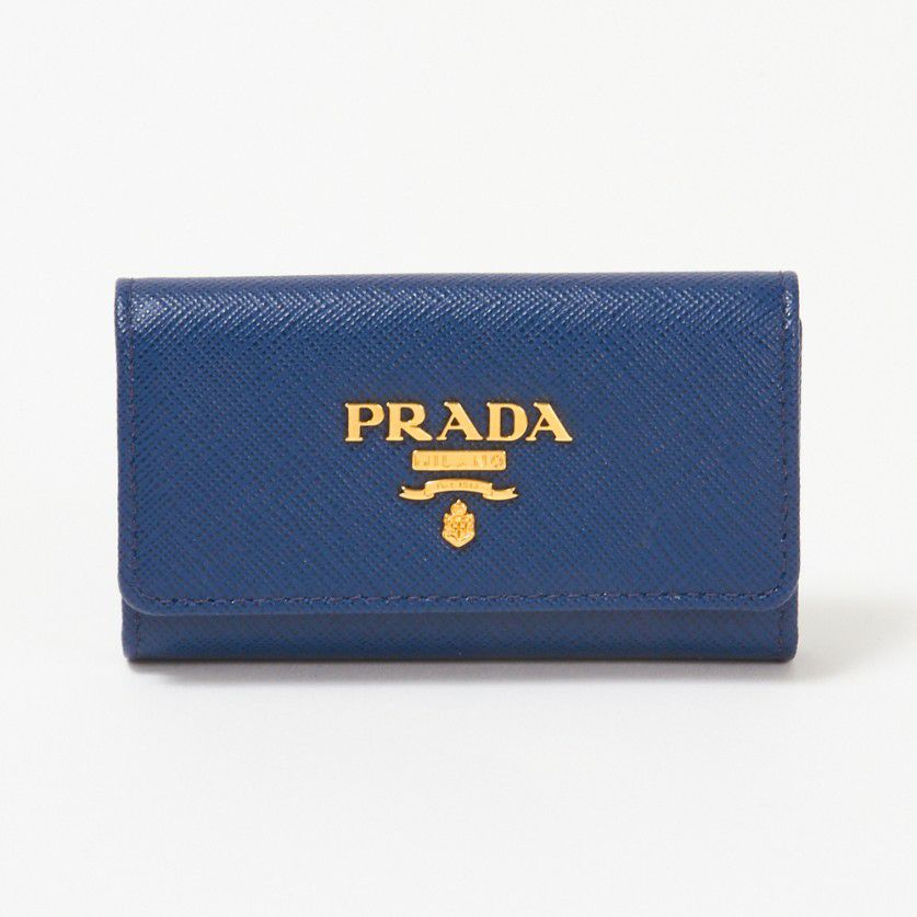 プラダ PRADA キーケース 【SAFFIANO METAL】 1PG004 QWA ブルー系(F0016/BLUETTE)