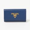 プラダ PRADA キーケース 【SAFFIANO METAL】 1PG004 QWA ブルー系(F0016/BLUETTE)