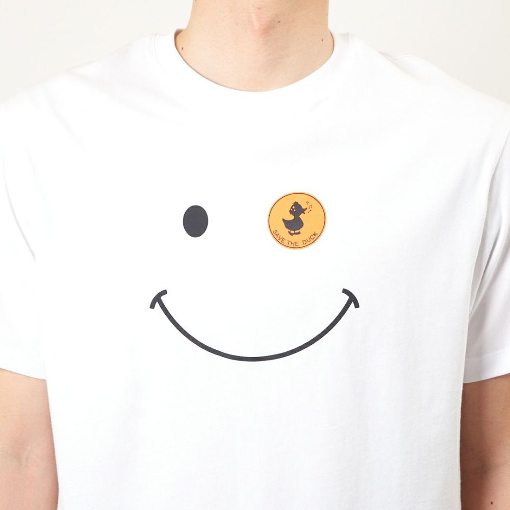 セーブザダック SAVE THE DUCK メンズ 半袖Tシャツ DARLAN DT1197M BESY 00000 WHITE