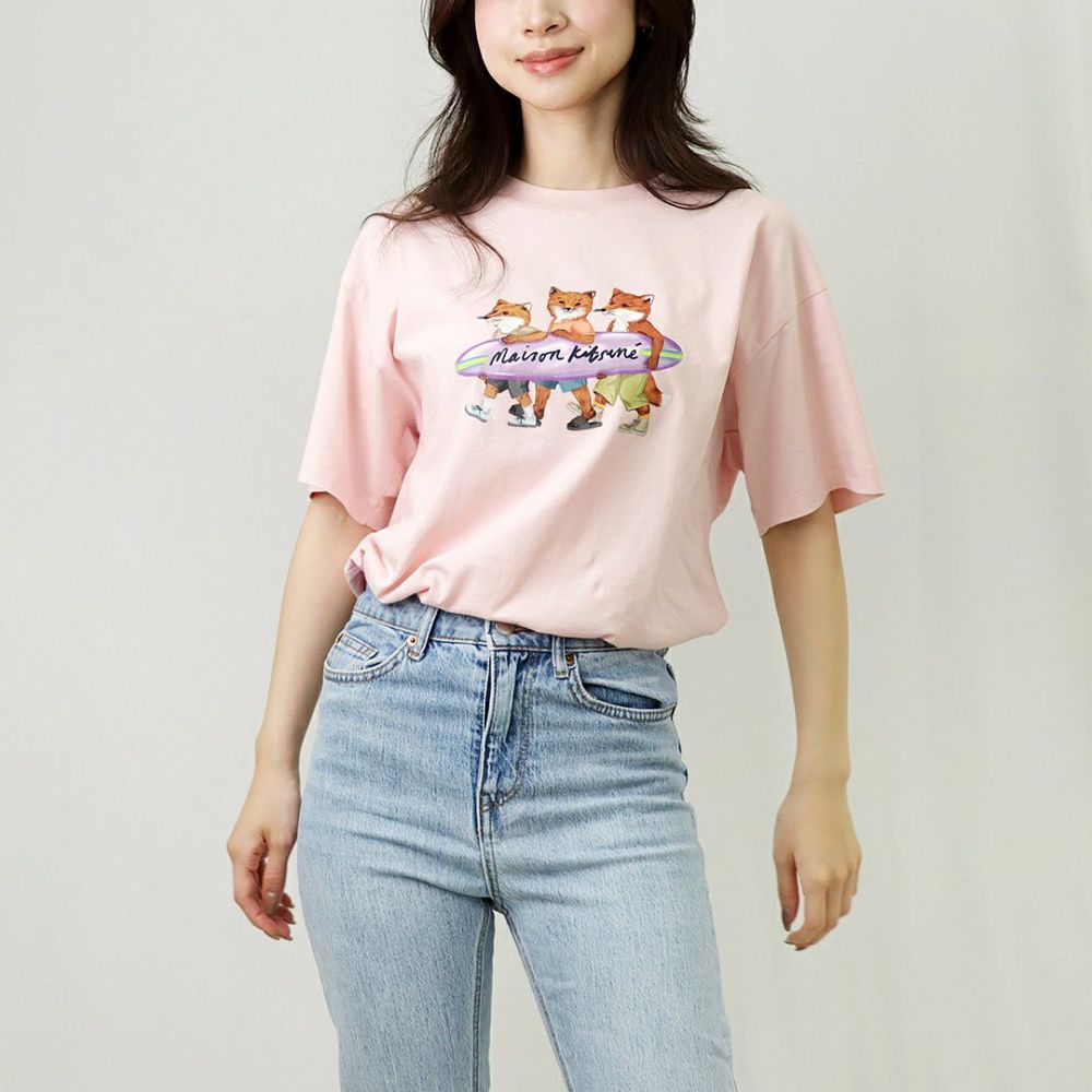 メゾンキツネ MAISON KITSUNE レディース Tシャツ サーフィン フォックス リラックスド Tシャツ MW00116KJ0136 MILK SHAKE