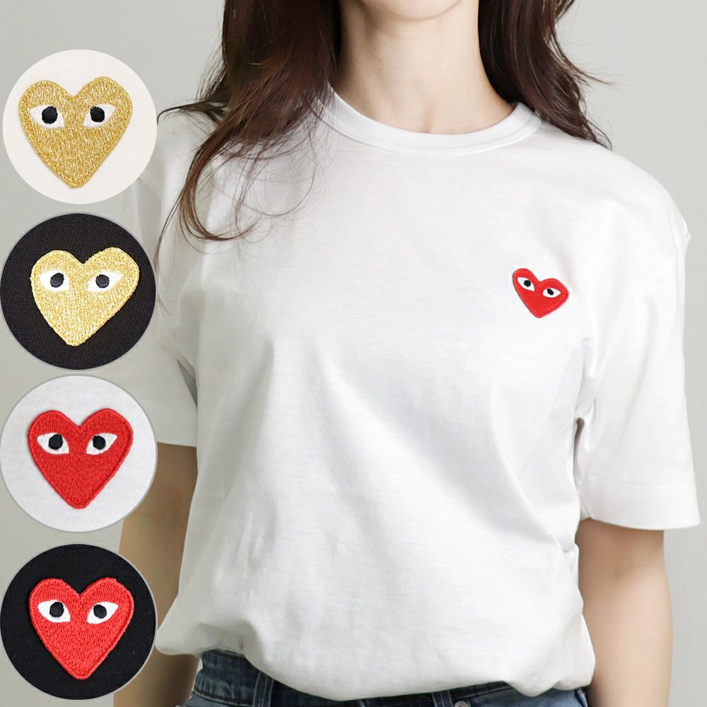 コムデギャルソン COMME DES GARCONS ユニセックス メンズ レディース 半袖Tシャツ PLAY AZ-T108 T216  RED/GOLD HEART ワンポイント Tシャツ | 海外ブランド・ファッション通販 | X-SELL エクセル