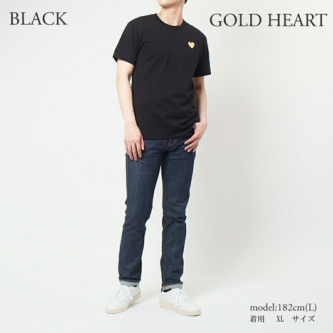 コムデギャルソン COMME DES GARCONS ユニセックス メンズ レディース 半袖Tシャツ PLAY RED/GOLD HEART ワンポイント Tシャツ AZ-T216