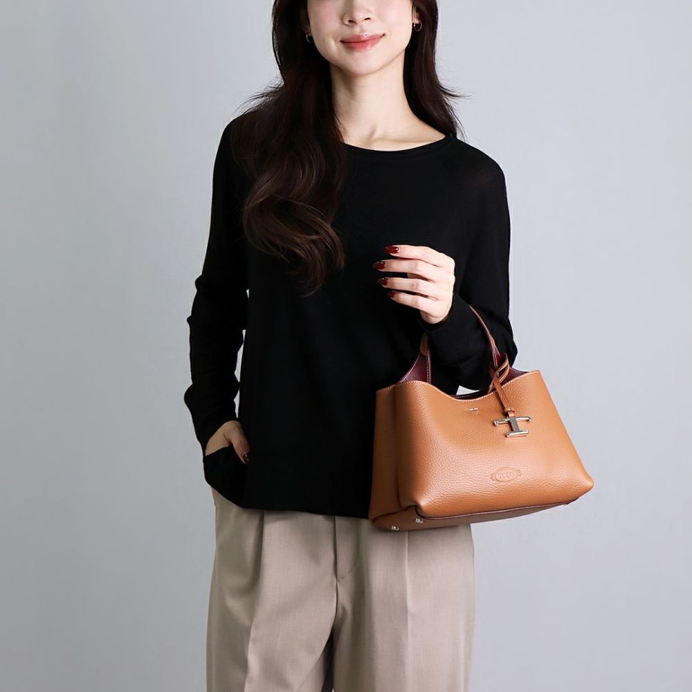 トッズ TOD’S 2WAYバッグ Tタイムレス XBWAPAEL000 QRI ブラウン系 レザーバッグ マイクロ