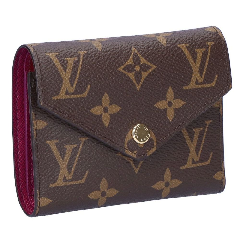 ルイヴィトン LOUIS VUITTON 折財布 三つ折り財布 ポルトフォイユ･ヴィクトリーヌ フューシャ M41938 ブラウン