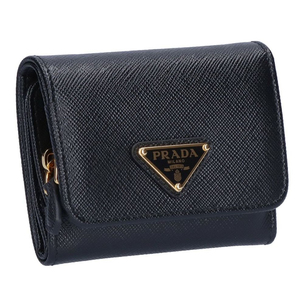 プラダ PRADA 折り財布 三つ折財布 SAFFIANO TRIANG 1MH044 QHH F0002 NERO