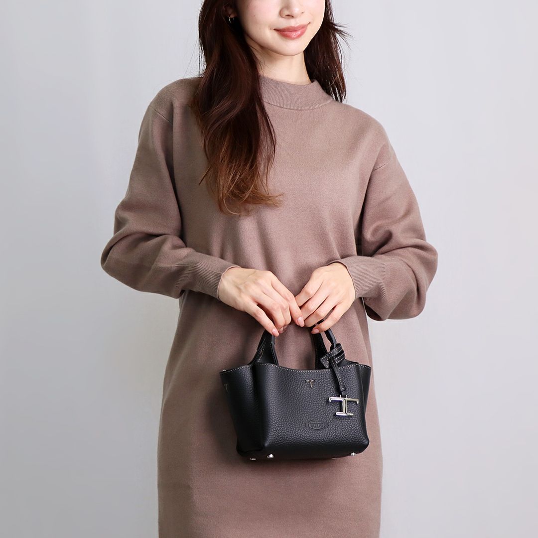 トッズ TOD’S 2WAYバッグ Tタイムレス XBWAPAFL000QRI B999 NERO マイクロ