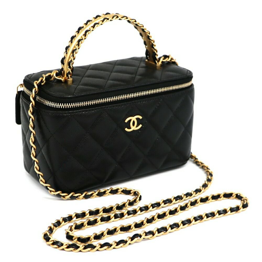 【リユース品】 シャネル CHANEL バッグ ショルダーバッグ マトラッセ ヴァニティ チェーンショルダー AP2199 ブラック/ゴールド金具 【お取り寄せ】