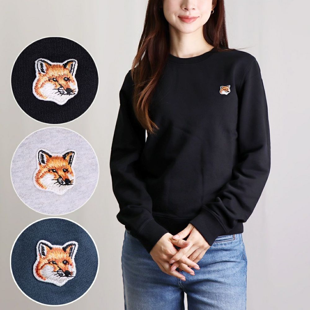 メゾンキツネ MAISON KITSUNE レディース トレーナー フォックスヘッド FOX HEAD PATCH LW00302KM0001