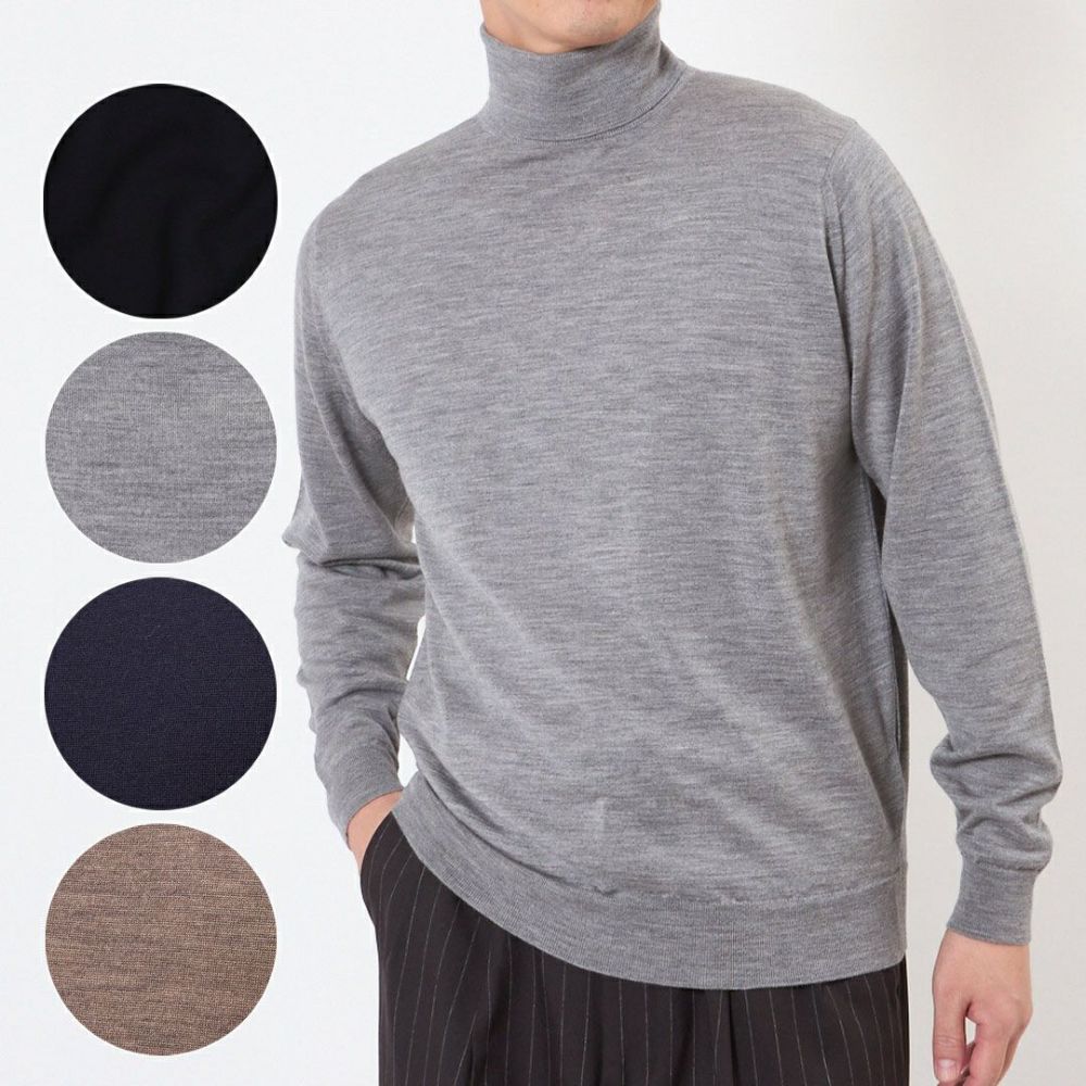 ジョンスメドレー JOHN SMEDLEY メンズ タートルネックニット LEVINE MODERN FIT 30G 30ゲージ メリノウール
