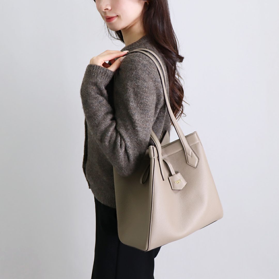 フェンディ】Fendi FF レザー トートバッグ ポーチ付き 8BH348 グレー  