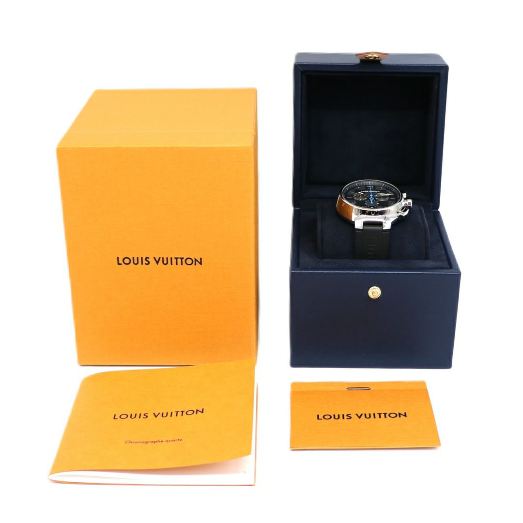 【リユース品】 ルイヴィトン LOUIS VUITTON 腕時計 メンズウォッチ タンブール クロノグラフ　ダミエ グラフィット QA094 ブラック 【お取り寄せ】
