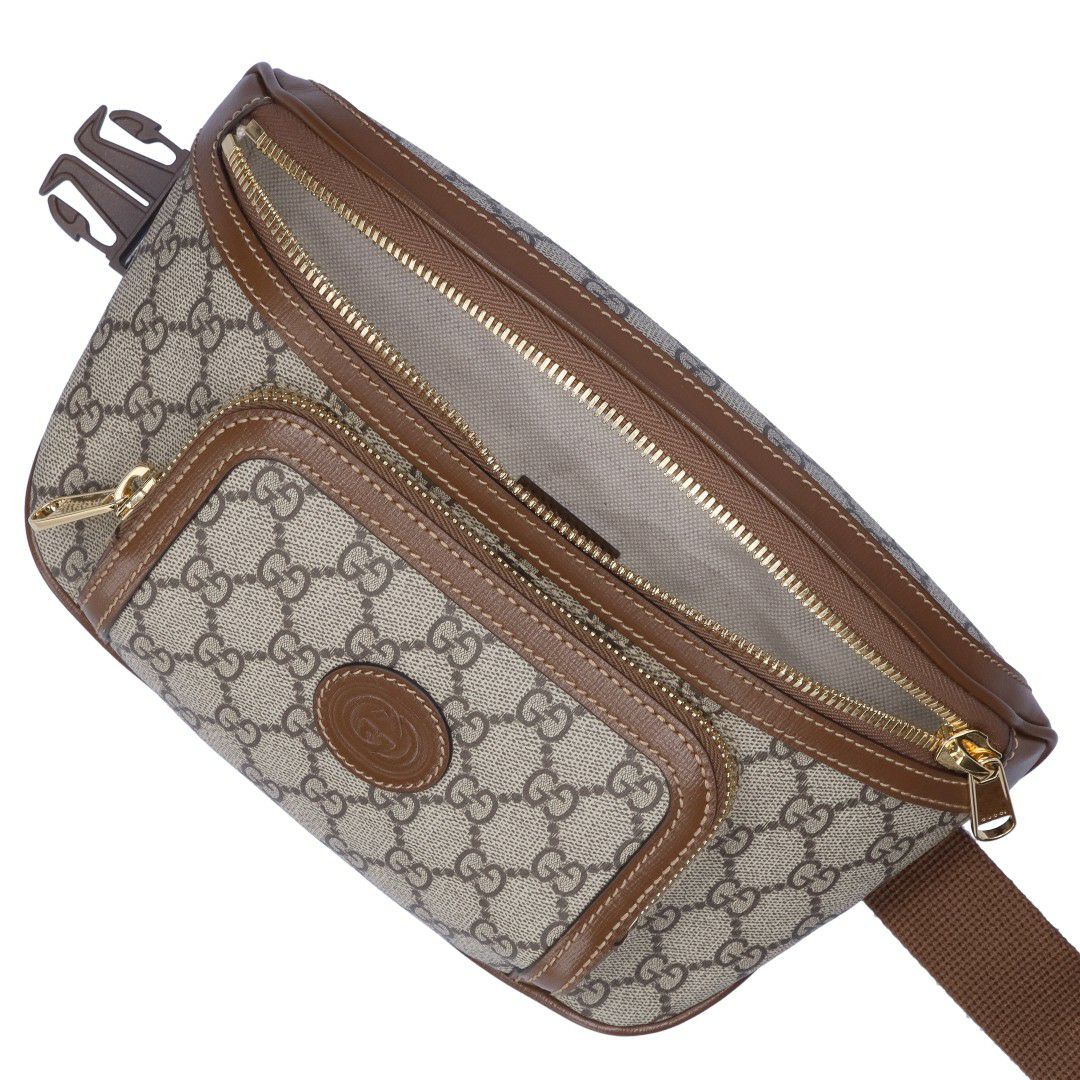 グッチ GUCCI ウエストバッグ ボディバッグ 733240 92THG 8563 ベージュ＆エボニー ラージ ベルトバッグ