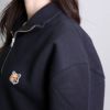 メゾンキツネ MAISON KITSUNE メンズ レディース スウェットトレーナー コンフォート ハーフジップ スウェットシャツ フォックスヘッド パッチ MM00314KM0001 P199 BLACK