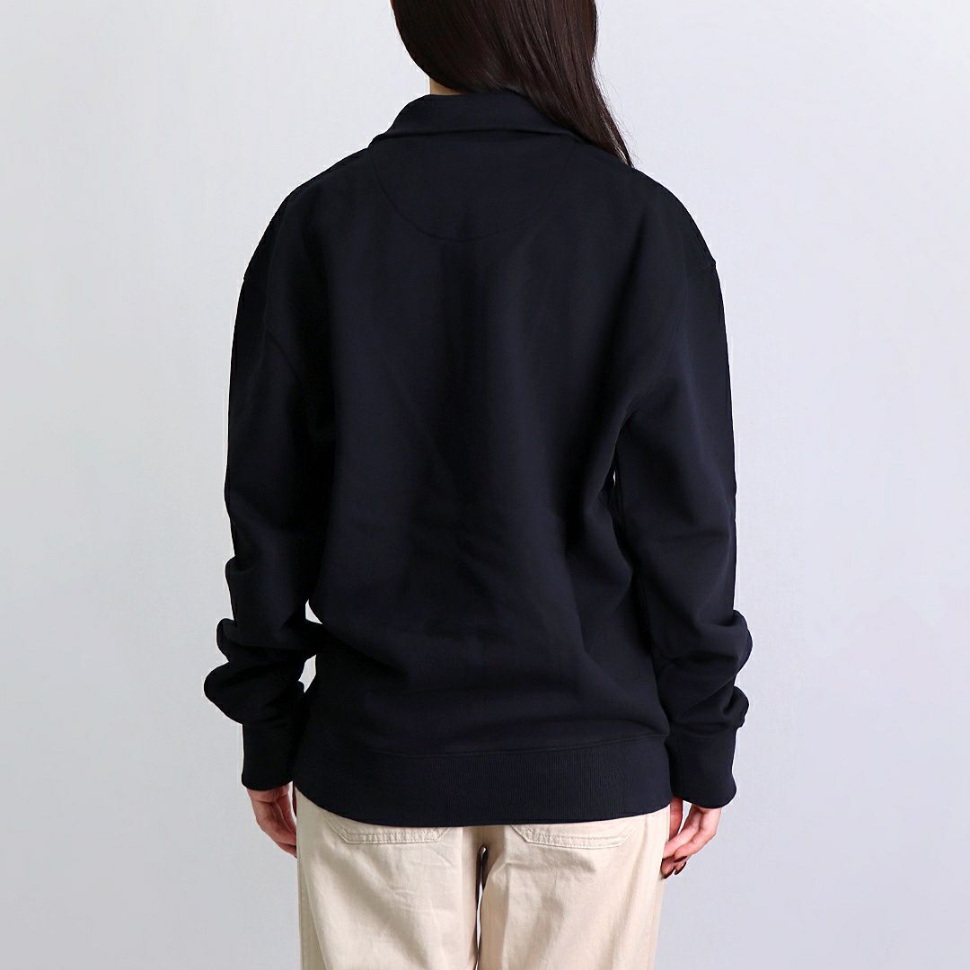 メゾンキツネ MAISON KITSUNE メンズ レディース スウェットトレーナー コンフォート ハーフジップ スウェットシャツ フォックスヘッド パッチ MM00314KM0001 P199 BLACK