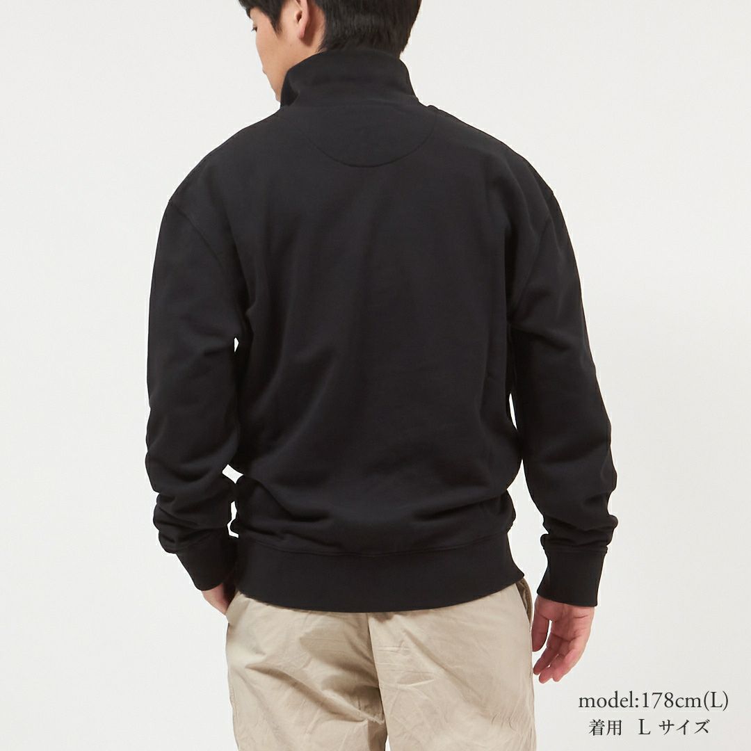 メゾンキツネ MAISON KITSUNE メンズ レディース スウェットトレーナー コンフォート ハーフジップ スウェットシャツ フォックスヘッド パッチ MM00314KM0001 P199 BLACK