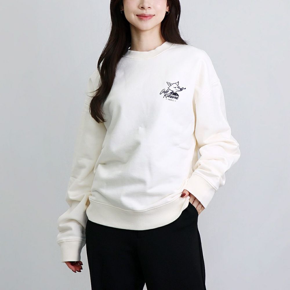 メゾンキツネ MAISON KITSUNE メンズ レディース スウェットトレーナー リラックス スウェットシャツ カフェ キツネ CKMU00301KM0330 P709 TAPIOCA