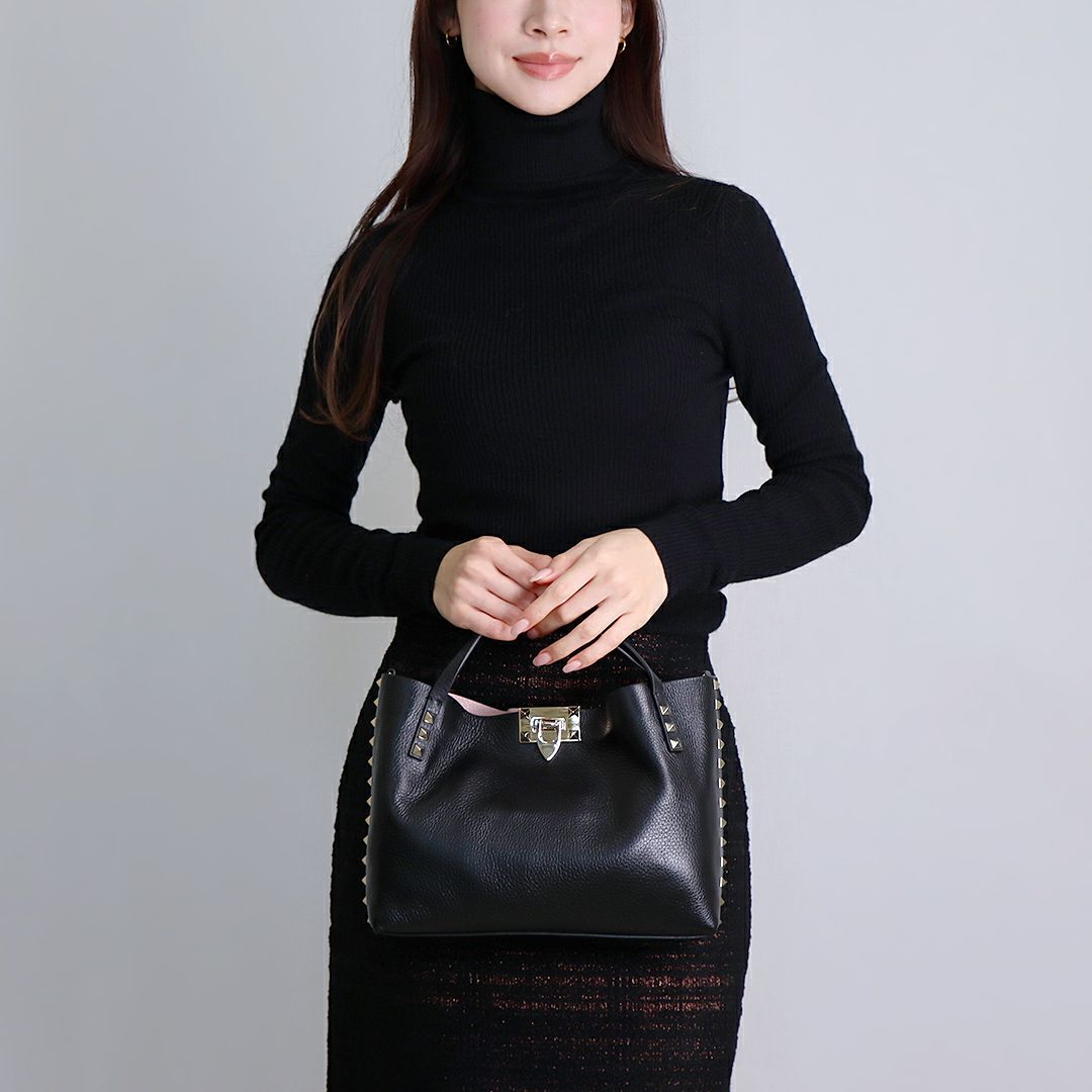 ヴァレンティノ バレンティノガラバーニ ガラヴァーニ VALENTINO GARAVANI 2WAYバッグ ロックスタッズ スモール 5W2B0K11VSN 44A NERO/ROSE QUARTZ