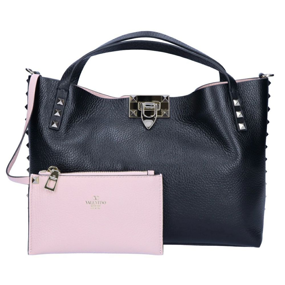 ヴァレンティノ バレンティノガラバーニ ガラヴァーニ VALENTINO GARAVANI 2WAYバッグ ロックスタッズ スモール 5W2B0K11VSN 44A NERO/ROSE QUARTZ