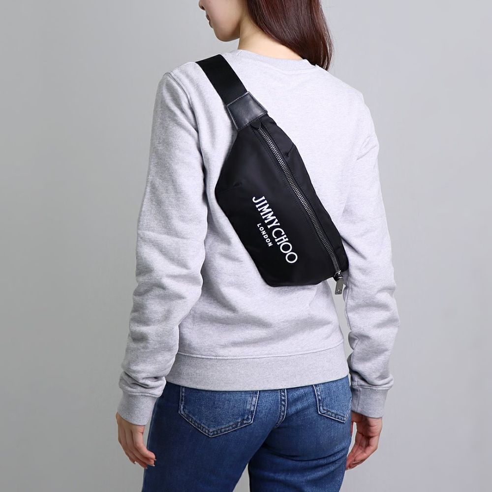 ジミーチュウ JIMMY CHOO ボディバッグ FINSLEY DNH 0258 BLACK/LATTE/GUNMETAL