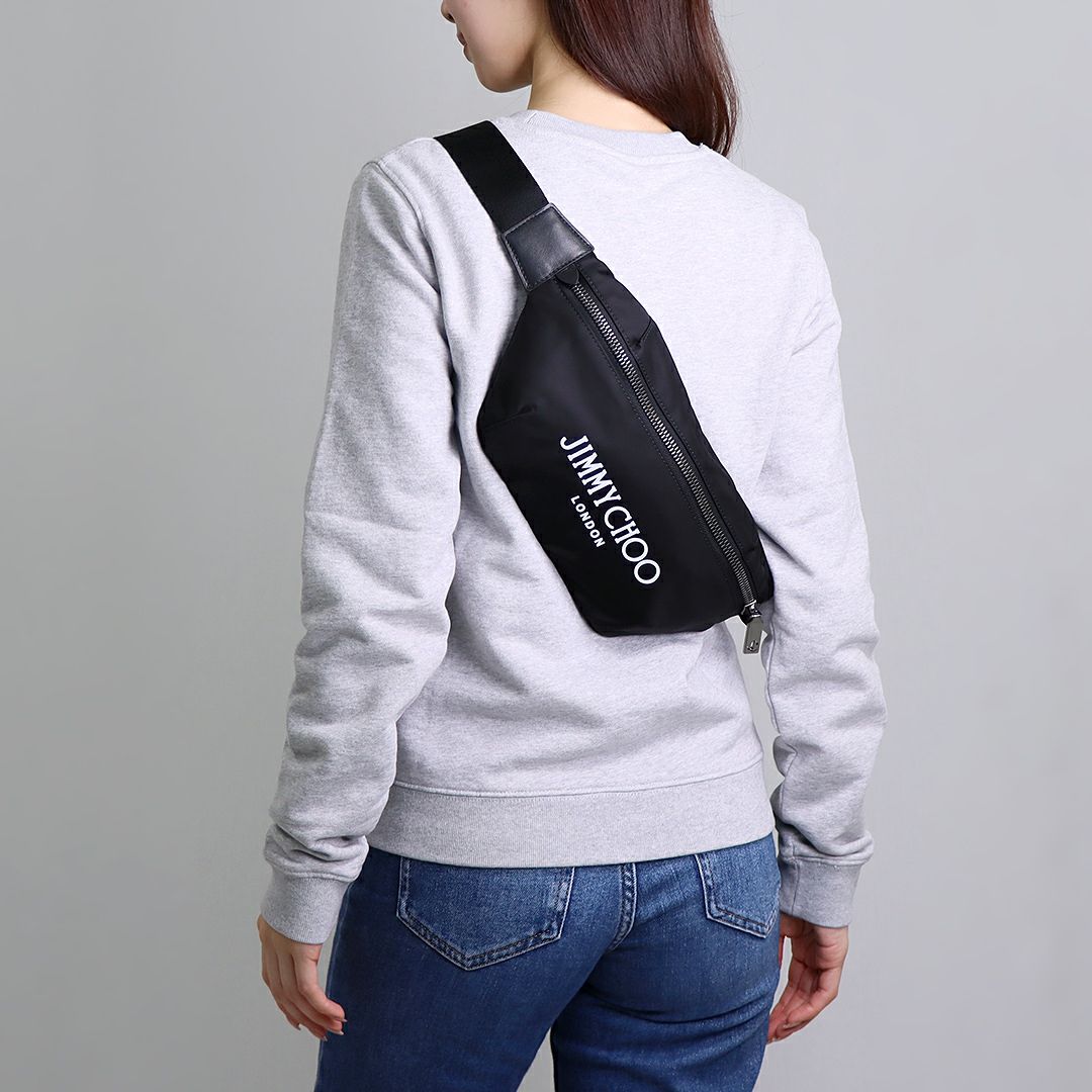 ジミーチュウ JIMMY CHOO ボディバッグ FINSLEY DNH 0258 BLACK/LATTE/GUNMETAL