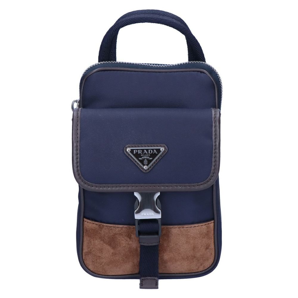 プラダ PRADA ショルダーバッグ スマホケース スマホショルダー スマホポーチ スマートフォン ポーチ TESSUTO+CAMOS 2ZH194 384 F0C1B BLU+CAFFE