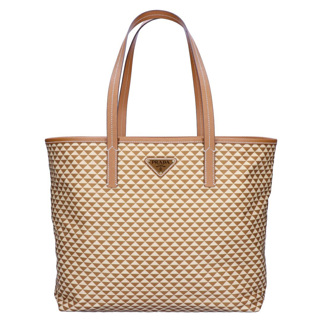 プラダ PRADA トートバッグ SHOPPING TESSUTO TRIANGO 1BG552 2HGX F098L CARAMEL