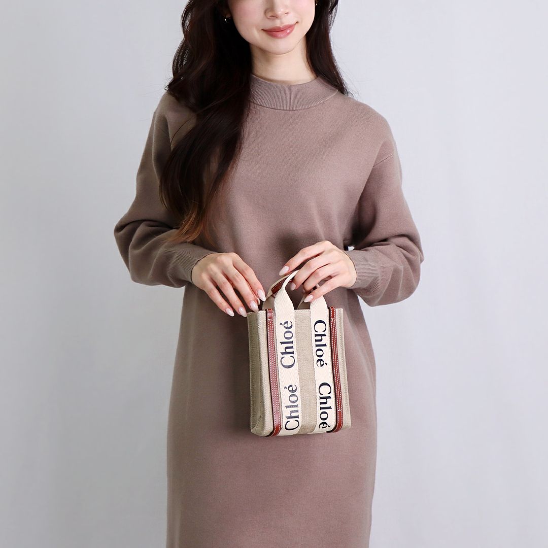 クロエ CHLOE 2WAYバッグ WOODY NORTH SOUTH CHC24AP243I26 90U WHITEBROWN1 MINI TOT