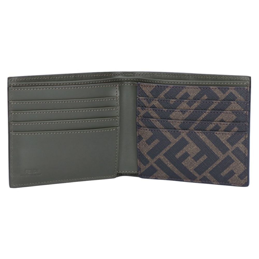 フェンディ FENDI メンズ 折財布 二つ折財布 小銭入れ無し 7M0356 AFF2 F1QCZ MILITARE+TBMR+P
