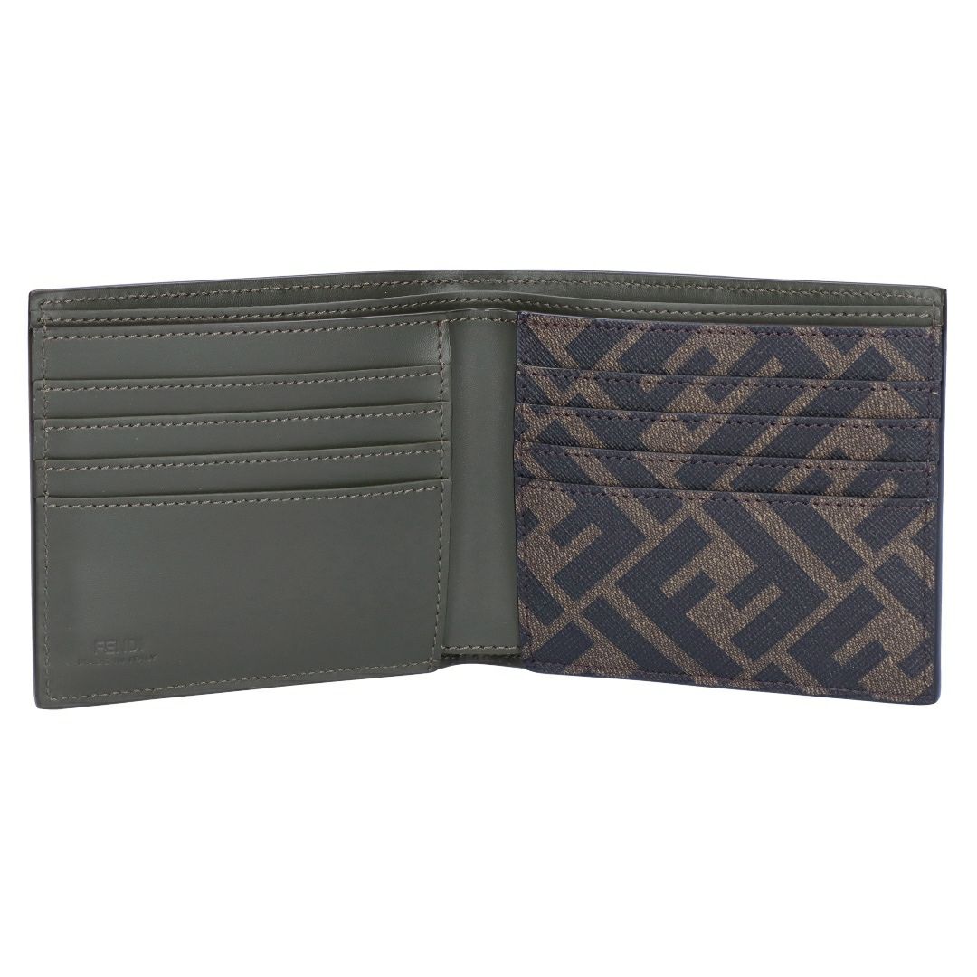 フェンディ FENDI メンズ 折財布 二つ折財布 小銭入れ無し 7M0356 AFF2 F1QCZ MILITARE+TBMR+P