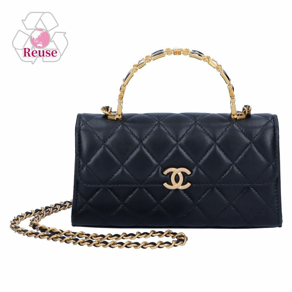【リユース品】 シャネル CHANEL バッグ ショルダーバッグ フラップ フォン チェーンショルダーバッグ AP2946 ブラック 【お取り寄せ】