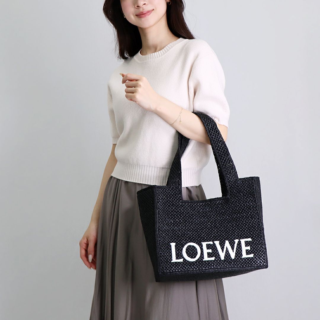 ロエベ LOEWE かごバッグ 2WAYバッグ A685B61X01 1100 BLACK ロエベフォント トート ミディアム 【お取り寄せ】