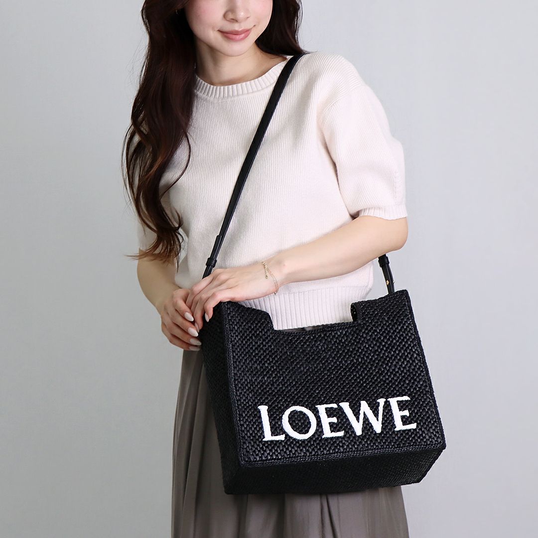 ロエベ LOEWE かごバッグ 2WAYバッグ A685B61X01 1100 BLACK ロエベフォント トート ミディアム 【お取り寄せ】