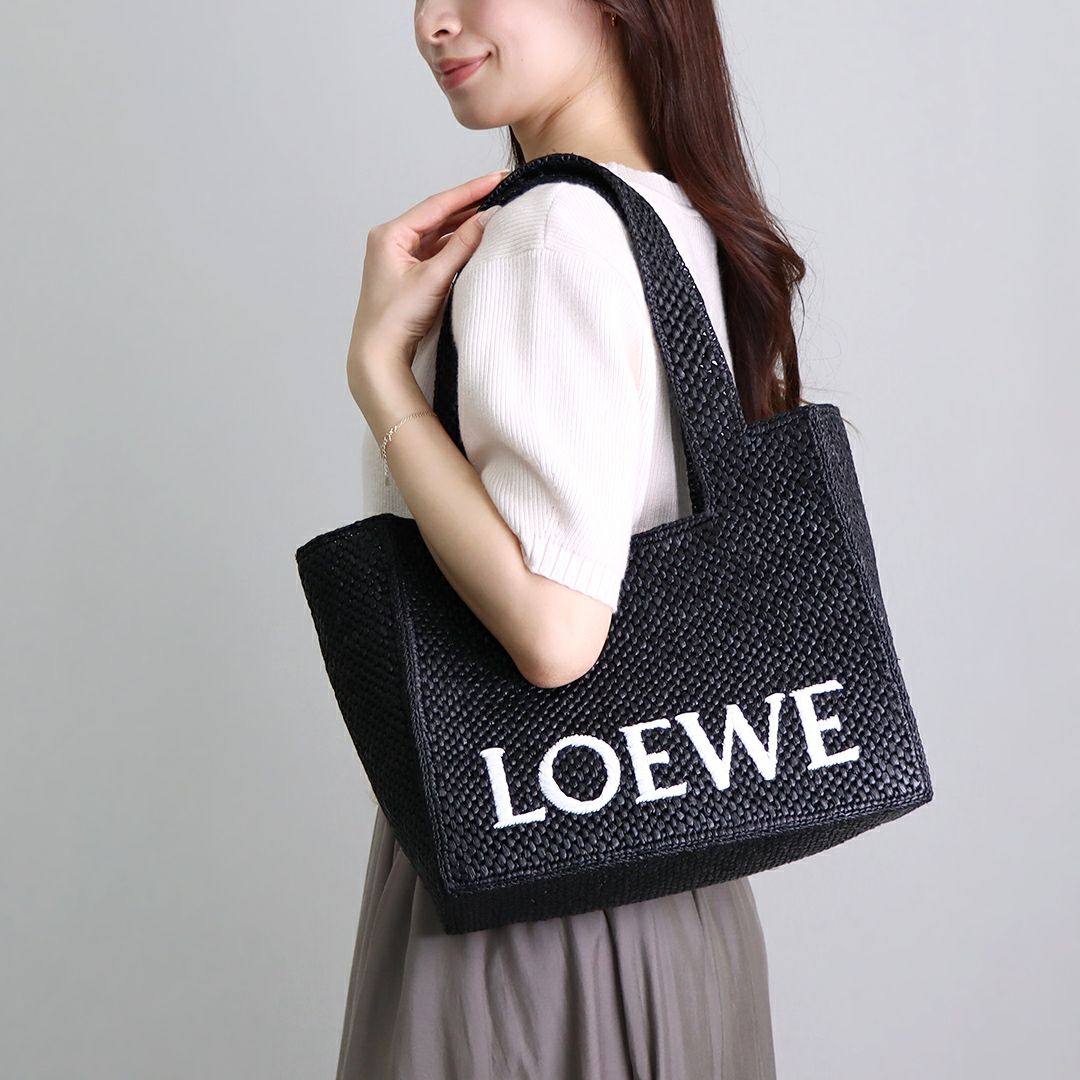 ロエベ LOEWE かごバッグ 2WAYバッグ A685B61X01 1100 BLACK ロエベフォント トート ミディアム 【お取り寄せ】