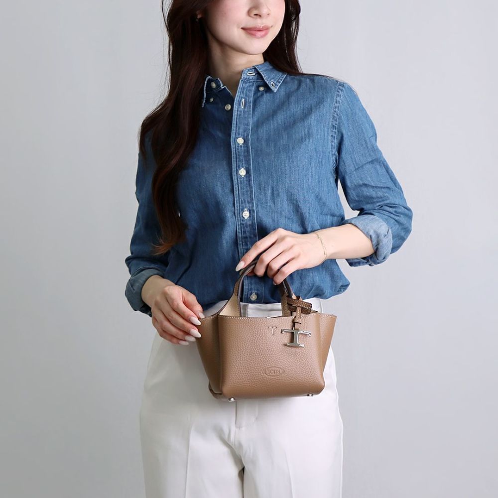 トッズ TODS 2WAYバッグ Tタイムレス XBWAPAFL000 QRI 2L64 TORTORA レザー バッグ マイクロ
