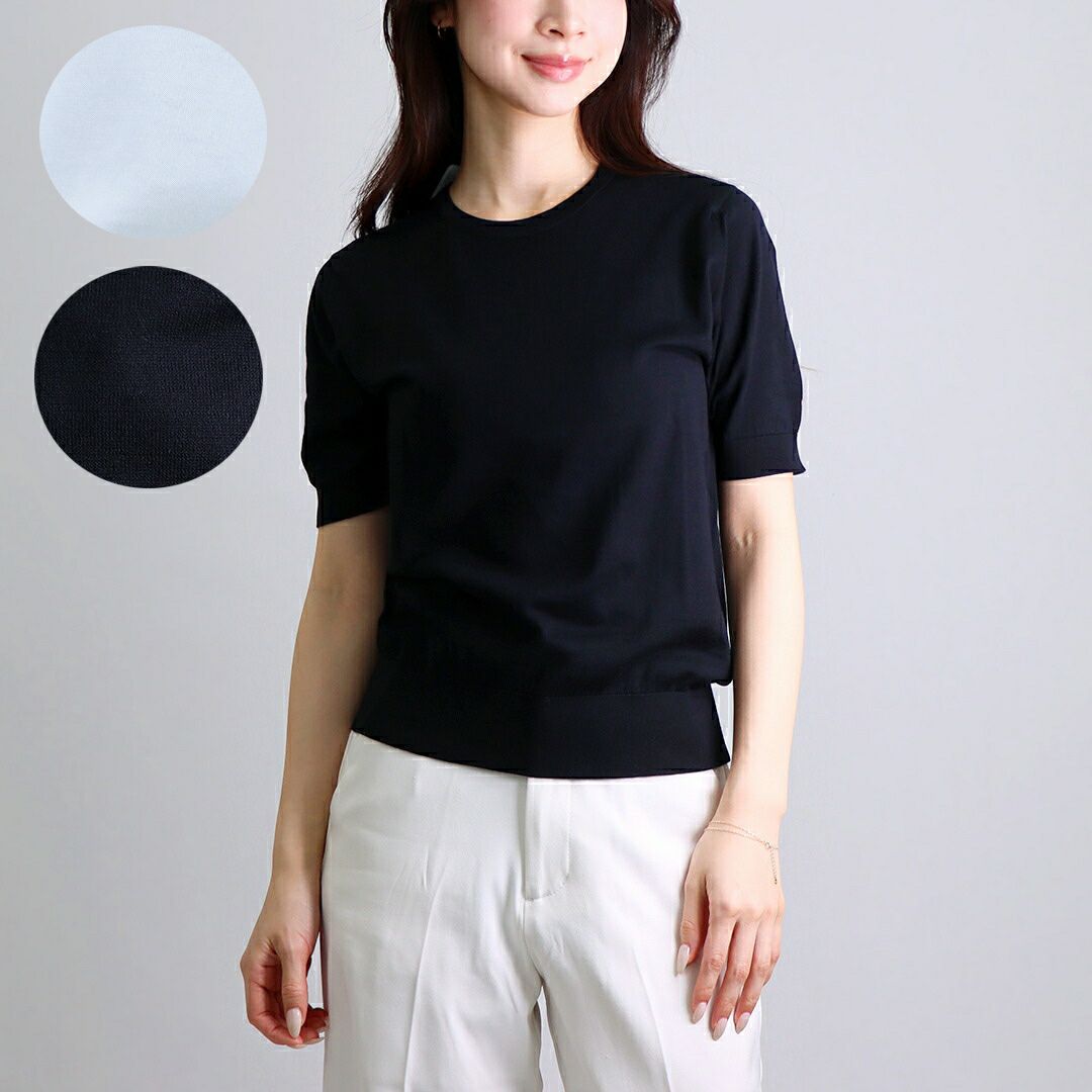 ジョンスメドレー JOHN SMEDLEY レディース 半袖ニット NELL SWETER RN SS シーアイランドコットン MODERN FIT 30G 30ゲージ