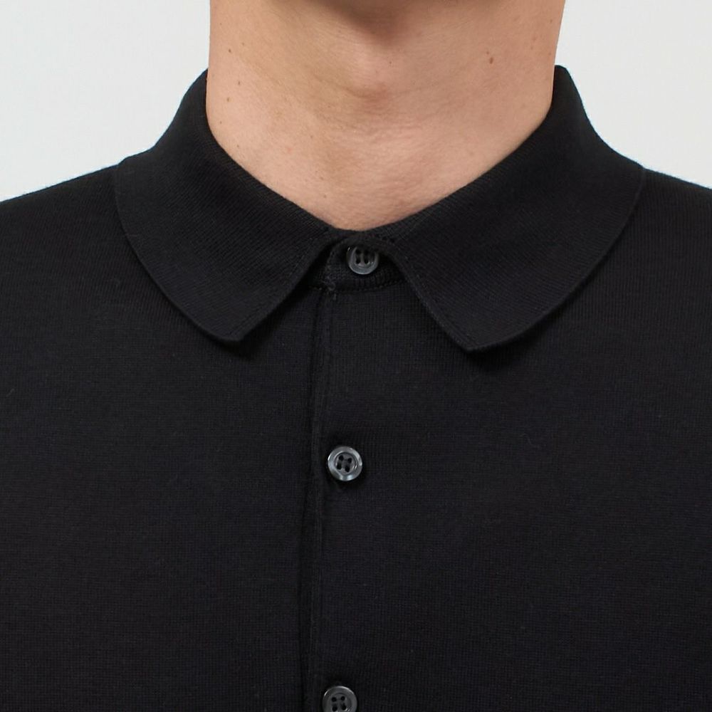 ジョンスメドレー JOHN SMEDLEY メンズ 半袖 ポロシャツ カットソー MYCROFT シーアイランドコットン STANDARD FIT BLACK