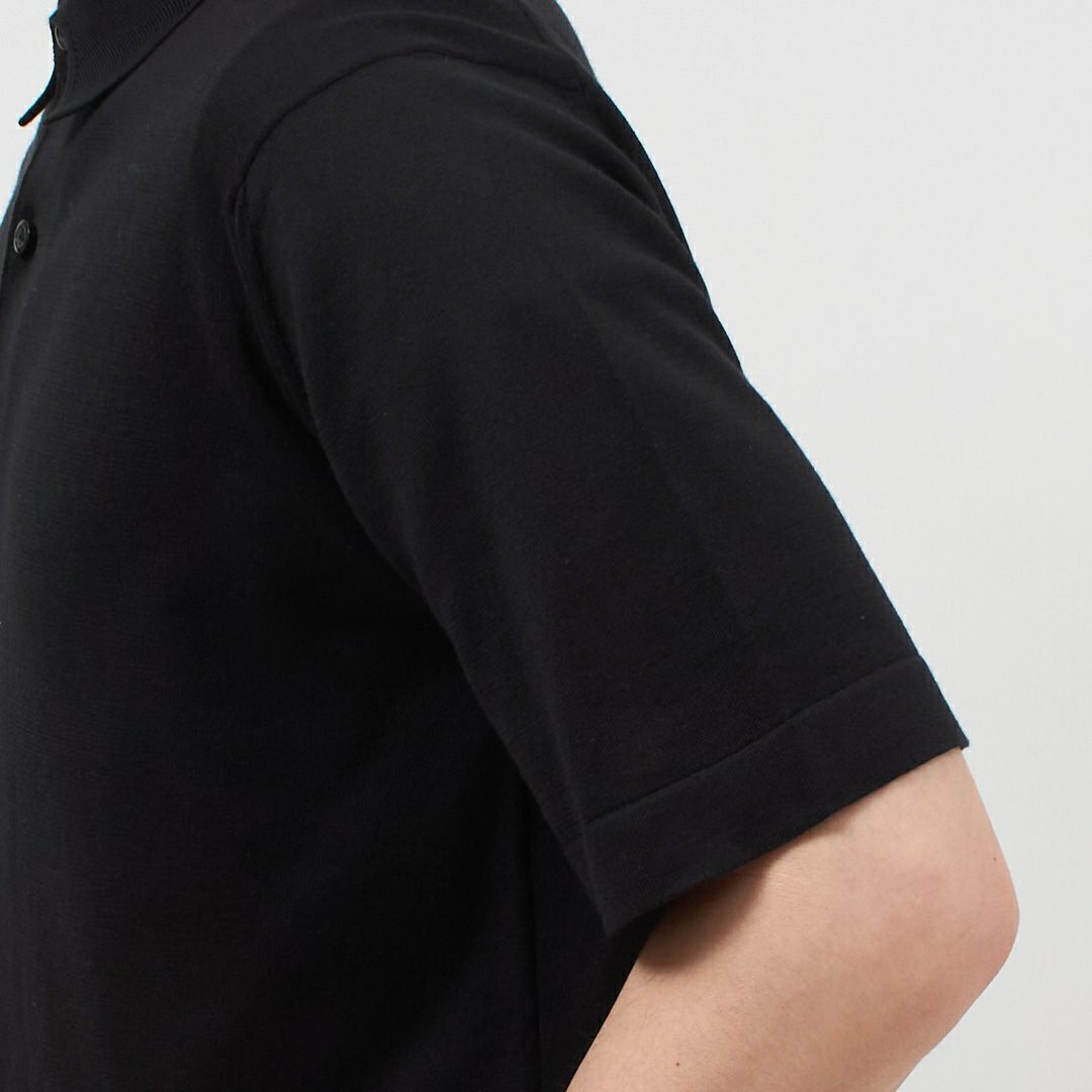 ジョンスメドレー JOHN SMEDLEY メンズ 半袖 ポロシャツ カットソー MYCROFT シーアイランドコットン STANDARD FIT BLACK