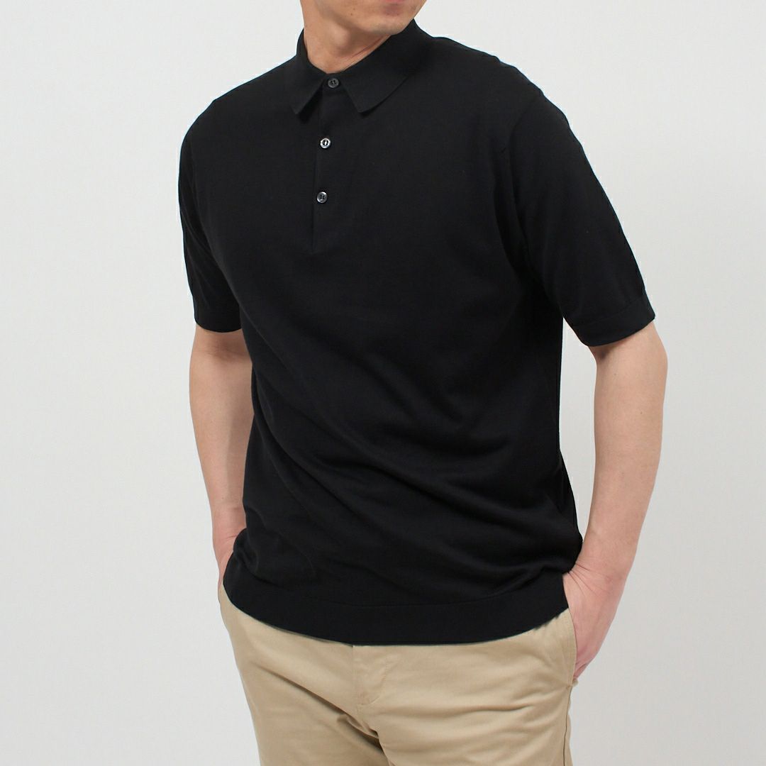 ジョンスメドレー JOHN SMEDLEY メンズ 半袖 ポロシャツ カットソー REID シーアイランドコットン MODERN FIT BLACK