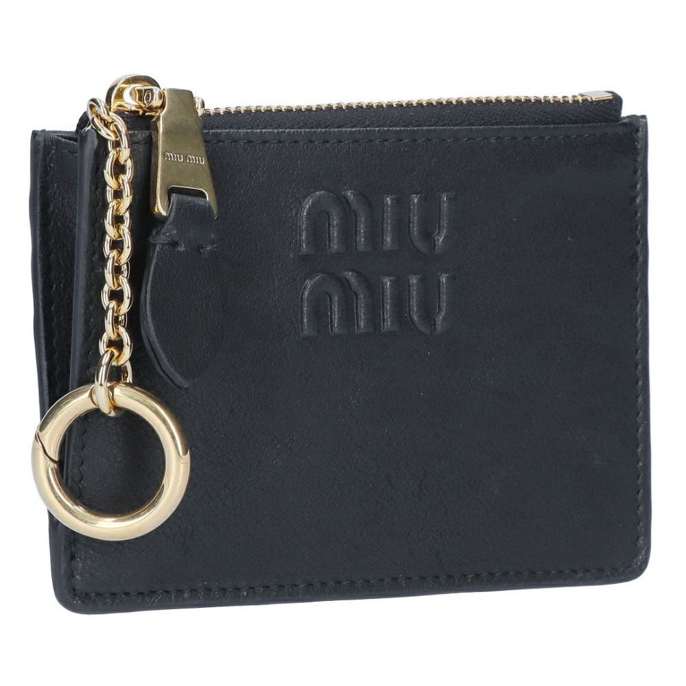 ミュウミュウ MIUMIU コインケース 小銭入れ 5MC93M AEFX F0002 NERO ブラック フラグメントケース 【お取り寄せ】