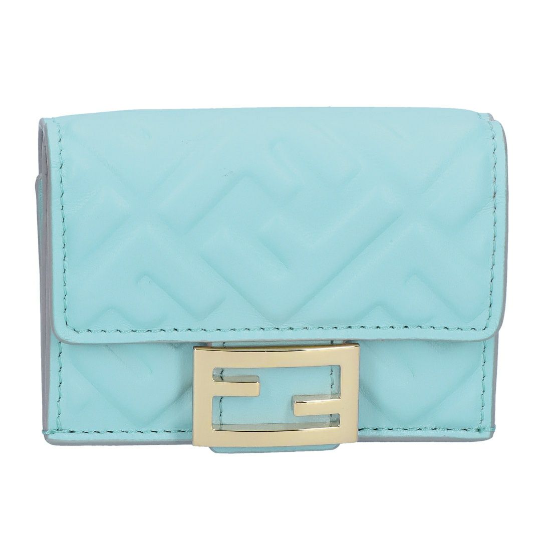 フェンディ FENDI 折財布 三つ折り財布 BAGUETTE バゲット 8M0395 AT00 F1PQI AQUIPER+TORTORA FFモチーフ マイクロ ライトブルー 【お取り寄せ】