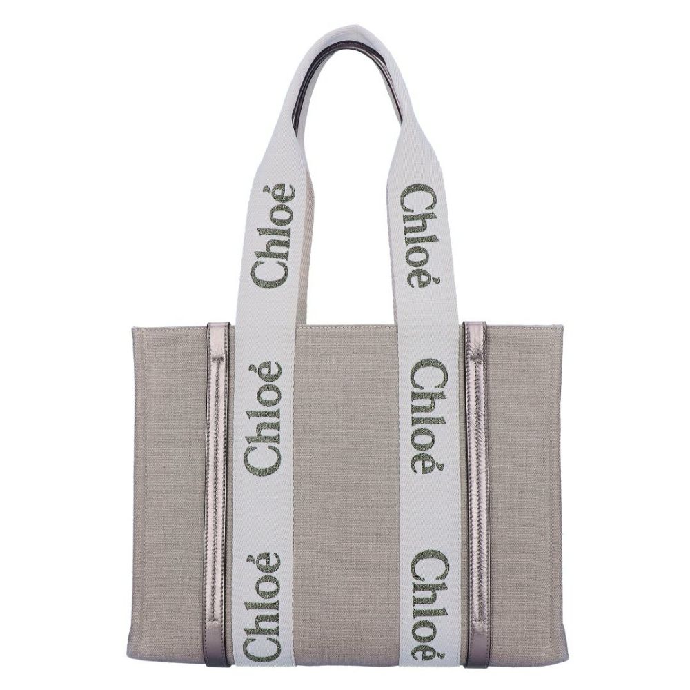 クロエ CHLOE トートバッグ WOODY ウッディ MEDIUMミディアム CHC25SS383 O81 074 SHINY GREY