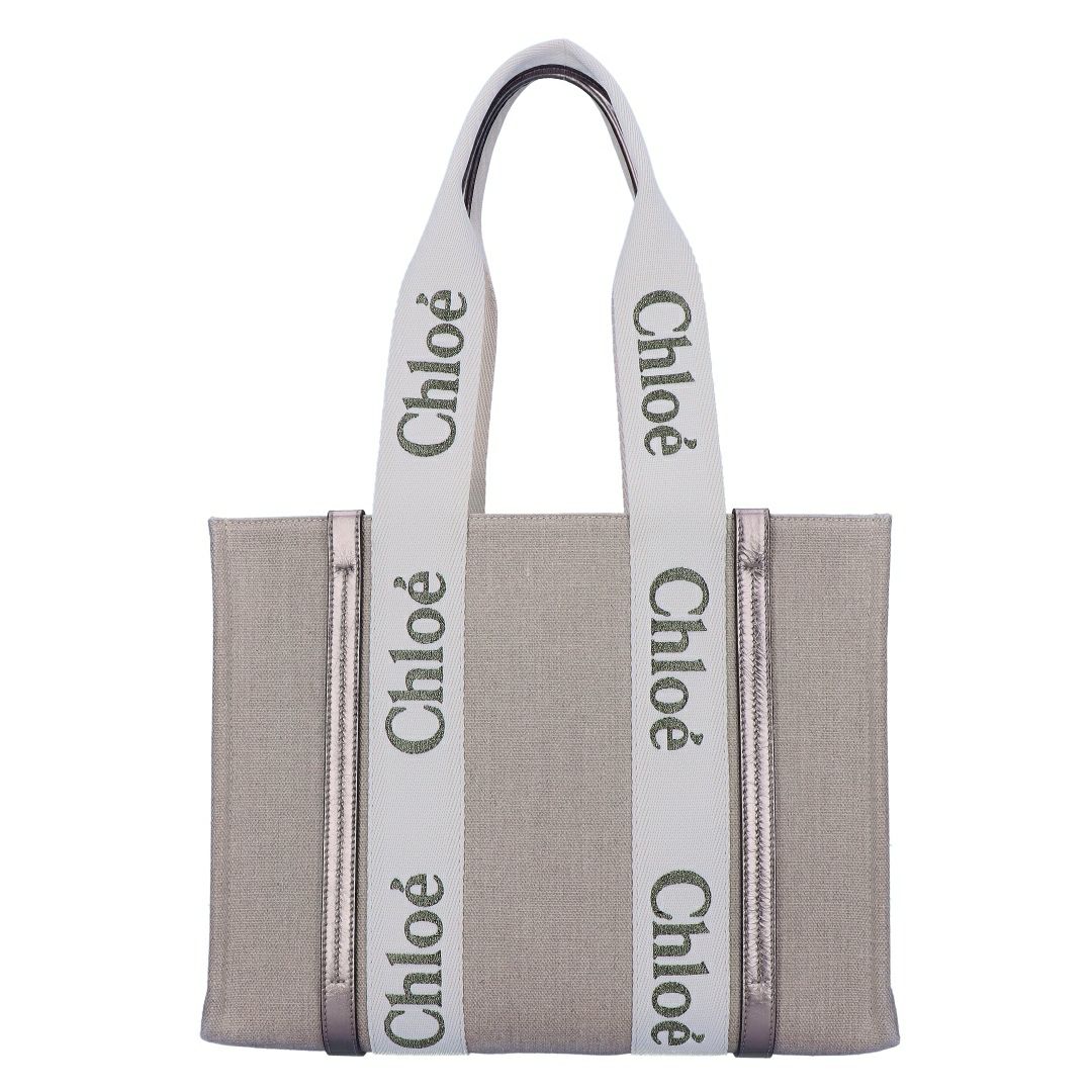 クロエ CHLOE トートバッグ WOODY ウッディ MEDIUMミディアム CHC25SS383 O81 074 SHINY GREY