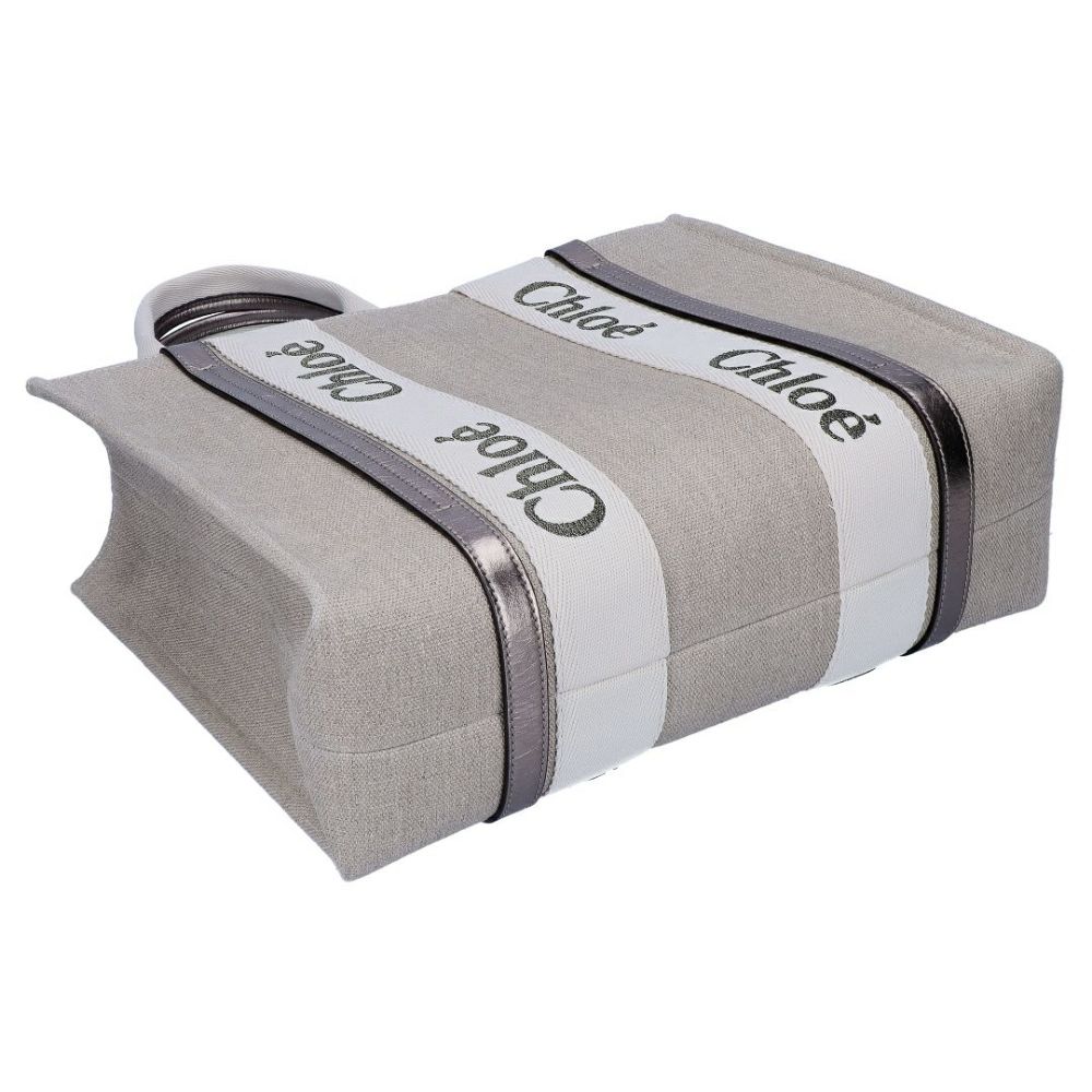 クロエ CHLOE トートバッグ WOODY ウッディ MEDIUMミディアム CHC25SS383 O81 074 SHINY GREY