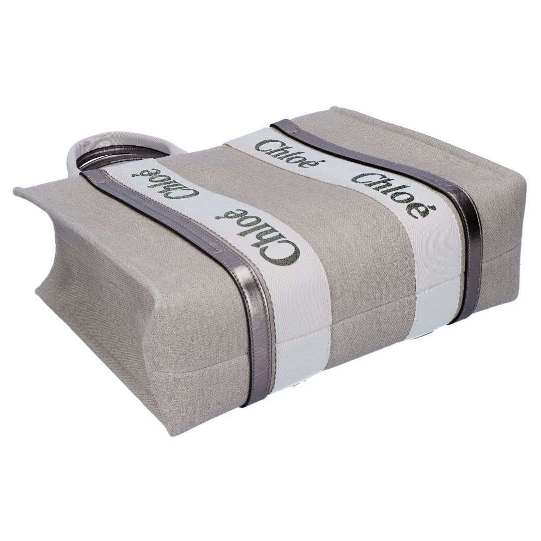 クロエ CHLOE トートバッグ WOODY ウッディ MEDIUMミディアム CHC25SS383 O81 074 SHINY GREY