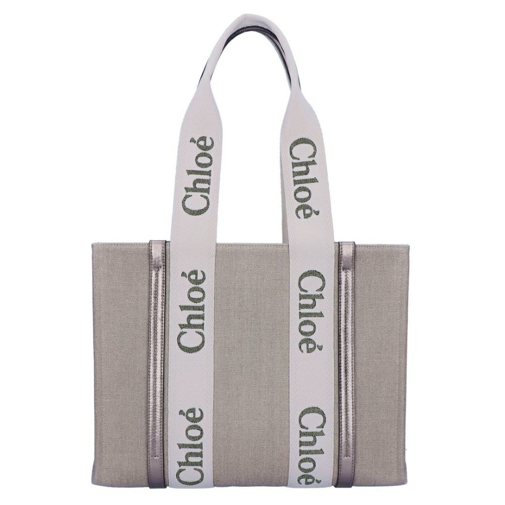 クロエ CHLOE トートバッグ WOODY ウッディ MEDIUMミディアム CHC25SS383 O81 074 SHINY GREY