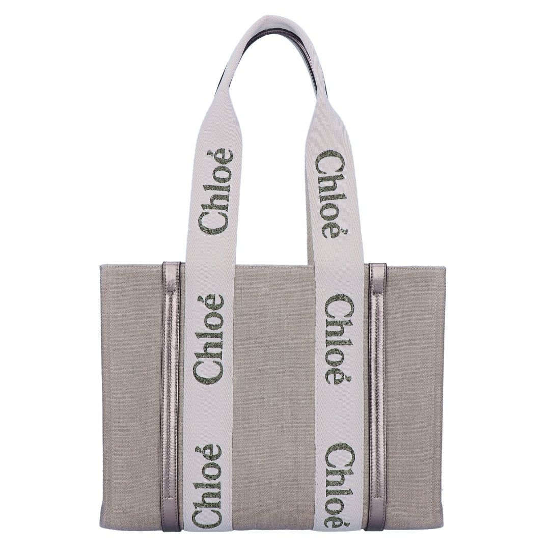 クロエ CHLOE トートバッグ WOODY ウッディ MEDIUMミディアム CHC25SS383 O81 074 SHINY GREY